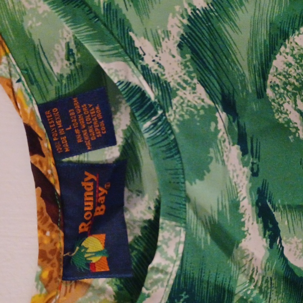 Roundy Bay sleeveless dress 100% polyester size L mainly green with white - Picture 2 of 7